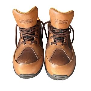 Rockport Works Mens Brown Leather Steel Toe Safety Boots RK610 Unisex M 9/W 10.5